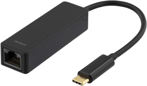 DELTACO Nätverksadapter USB-C 3.1 till RJ45 Svart
