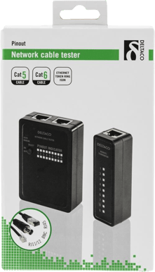 DELTACO Kabeltestare för RJ45/RJ12/BNC