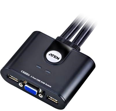 Aten Systemswitch KVM 2 datorer med VGA & USB 0.9m