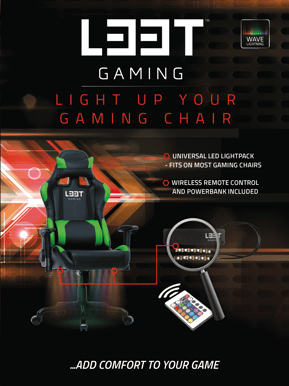 L33T RGB LED-ljus för Gamingstolar (inkl powerbank & Fjärr)
