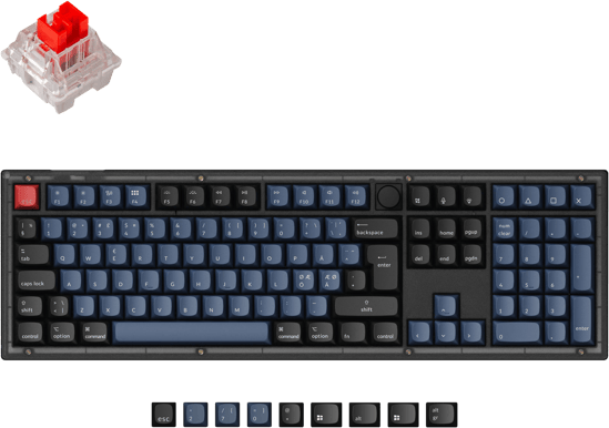 Keychron V6 100% Fully Assembled Knob K Pro Red Switch Frosted Black QMK/VIA