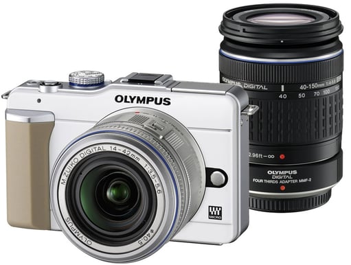 Olympus Pen E-PL1 + 14-42mm + 40-150mm Vit/Silver