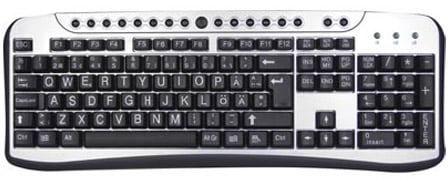 Tangentbord med stora fonter, USB & PS/2