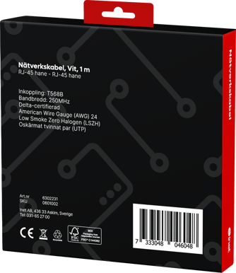 Inet Nätverkskabel Cat6 Vit 1 m