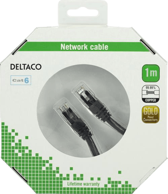 DELTACO TP-kabel Cat6 U/UTP Svart (F) 1 m