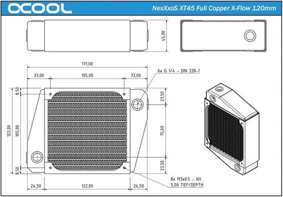 Alphacool NexXxoS XT45 Full Copper X-Flow 120mm