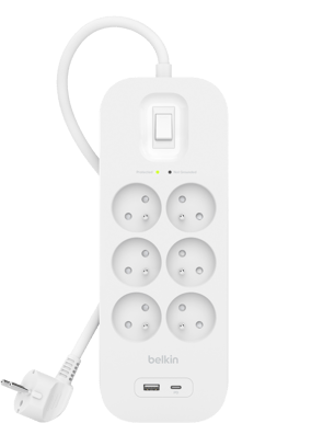 Belkin Överspänningsskydd 6 uttag + USB