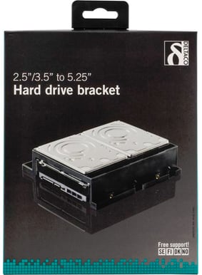 Adapterkit 2.5" och 3.5" i 5,25"-plats, svart