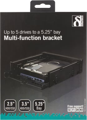 Adapterkit 2.5" och 3.5" i 5,25"-plats, svart