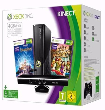 Xbox 360 4GB Kinect Inkl Disneyland + Kinect Adventures