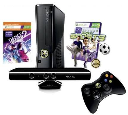 Xbox 360 250GB Kinect Inkl Sports & Dance Central 2