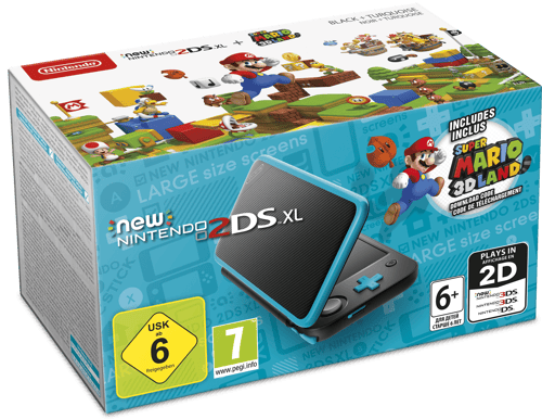 Nintendo New 2DS XL- Svart/Turkos + Super Mario 3D Land