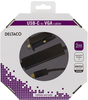 Deltaco USB-C till VGA 2m