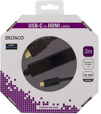 DELTACO USB-C till HDMI 3m