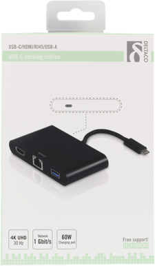 DELTACO USB-C Dockningsstation 4 portar 60 W Svart