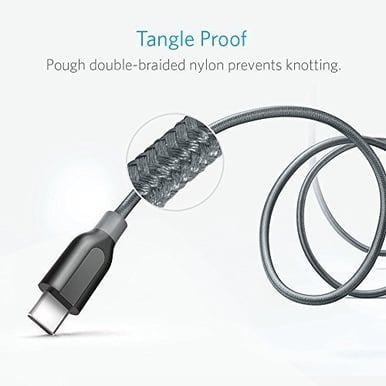 Anker PowerLine+ USB 3.1 kabel C-A ha Svart  Tygsladd 0.9m