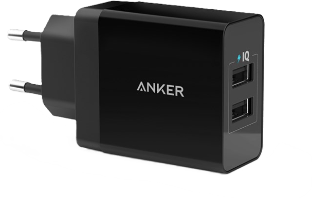 Anker Väggladdare 24W 2-portar Svart