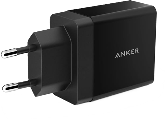 Anker Väggladdare 24W 2-portar Svart
