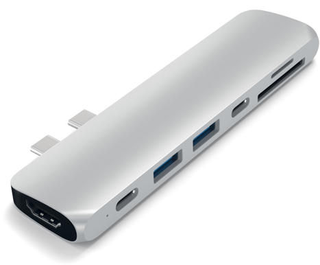 Satechi USB-C Dockningsstation (Macbook Pro) 85 W 7 portar Silver