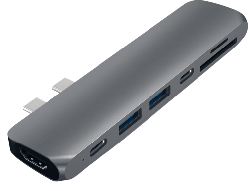 Satechi USB-C Dockningsstation (Macbook Pro) 85 W 7 portar Rymdgrå