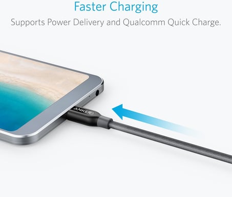 Anker PowerLine+ USB C-kabel (med påse) Grå 0,9m