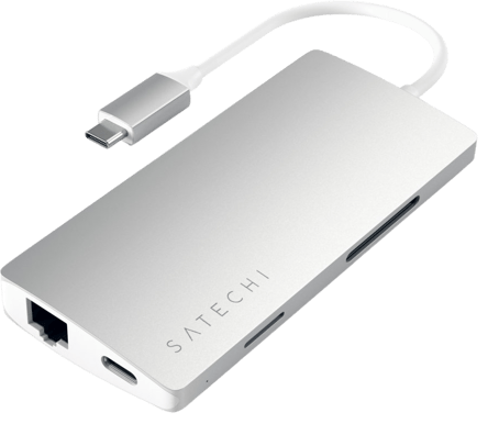 Satechi USB C Dockningsstation 8 Portar 60 W Silver Inet Se