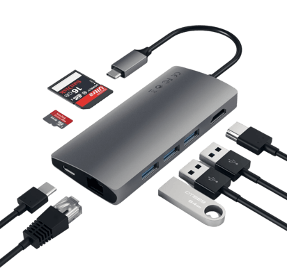 Satechi USB-C Dockningsstation 8 portar 60 W Rymdgrå