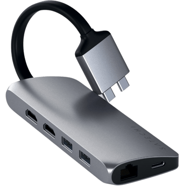 Satechi USB-C Dockningsstation (Macbook Pro/Air/Mac Mini) 8 portar 60 W Rymdgrå