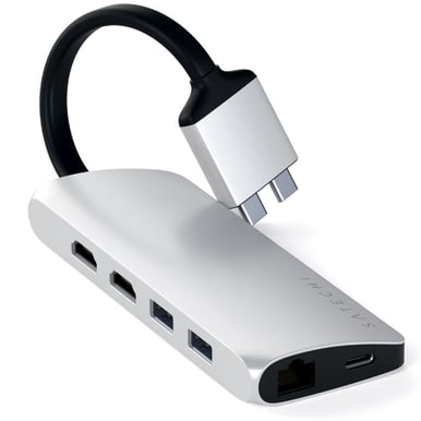 Satechi USB-C Dockningsstation (Macbook Pro/Air/Mac Mini) 8 portar 60 W Silver