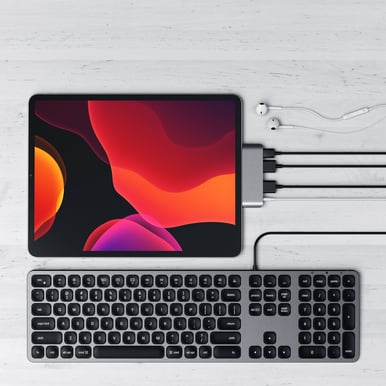 Satechi USB-C Dockningsstation (Ipad Pro) 4 portar 18 W Rymdgrå