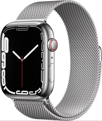Apple Watch Series 7 (45mm) Stål Silver Milanese LTE
