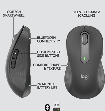 Logitech M650 L Wireless Graphite Vänster