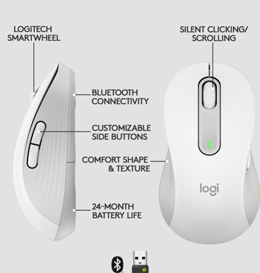 Logitech M650 L Wireless Off-White Vänster
