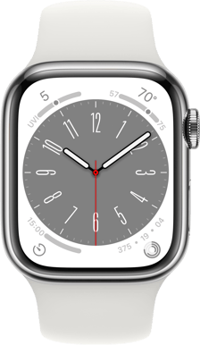 Apple Watch Series 8 (45mm) Stål Silver/vit Sport LTE