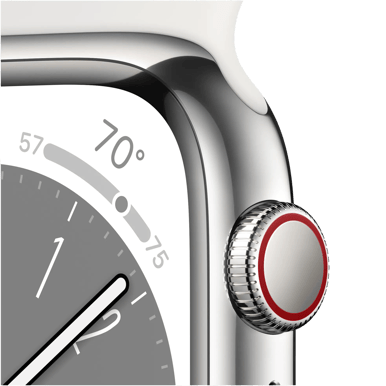 Apple Watch Series 8 (45mm) Stål Silver/vit Sport LTE