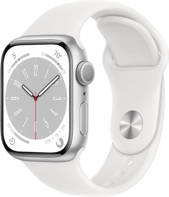 Apple Watch Series 8 (41mm) Aluminium Silver/vit Sport