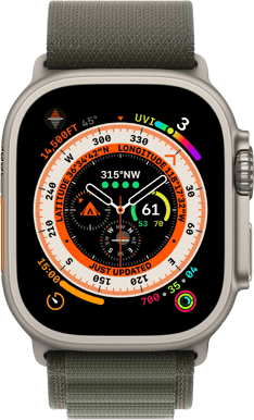 Apple Watch Ultra (49mm) Titanboett Grön Bergsloop Large