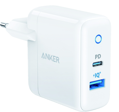 Anker PowerPort 35W 1x USB-C, 1x USB-A Vit