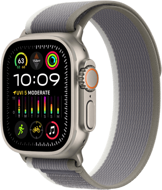 Apple Watch Ultra 2 (49mm) Titanboett Grön/grå Terrängloop M/L