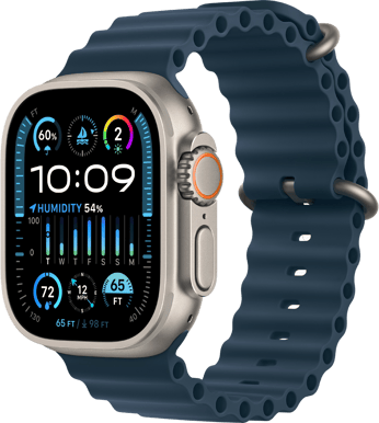 Apple Watch Ultra 2 (49mm) Titanboett Blå Havsband