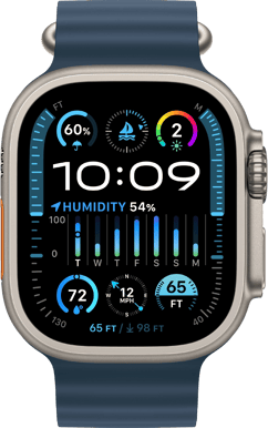 Apple Watch Ultra 2 (49mm) Titanboett Blå Havsband