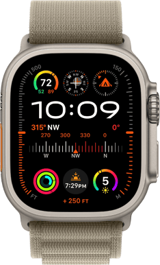 Apple Watch Ultra 2 (49mm) Titanboett Oliv Bergsloop Large