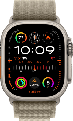 Apple Watch Ultra 2 (49mm) Titanboett Oliv Bergsloop Medium