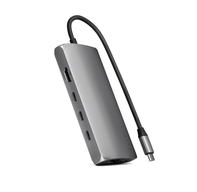Satechi USB-C Multiport Adapter 8K med Ethernet Rymdgrå