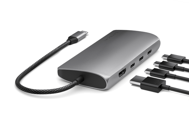 Satechi USB-C Multiport Adapter 8K med Ethernet Rymdgrå