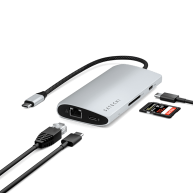 Satechi USB-C Multiport Adapter 8K med Ethernet Silver