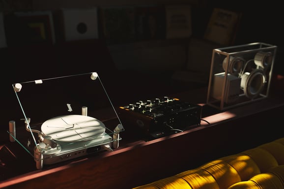 Transparent Turntable Skivsspelare Vit