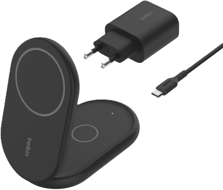 Belkin Qi2 2-in-1 Magnetisk Trådlös laddare 15 W Svart