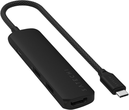 Satechi 4-i-1 USB-C Slim Multiport Adapter 4k - Svart