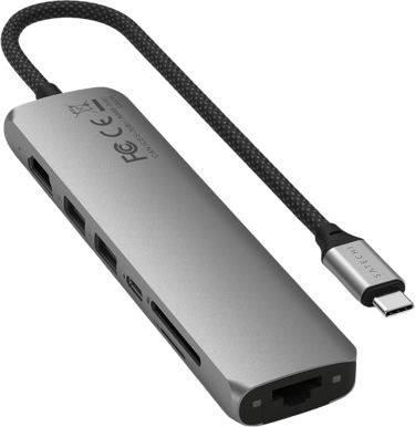 Satechi 7-i-1 USB-C Slim Multiport Adapter med Ethernet - Rymdgrå